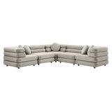 Beckett 5-Piece Modular Performance Velvet Sectional Sofa in Almond