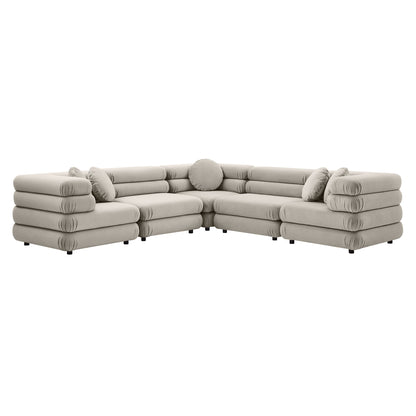 Jubilee 5-Piece Modular Performance Velvet Sectional Sofa by Furniture for America