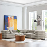 Beckett 5-Piece Modular Performance Velvet Sectional Sofa in Almond