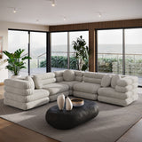 Beckett 5-Piece Modular Performance Velvet Sectional Sofa in Almond