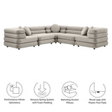 Beckett 5-Piece Modular Performance Velvet Sectional Sofa in Almond