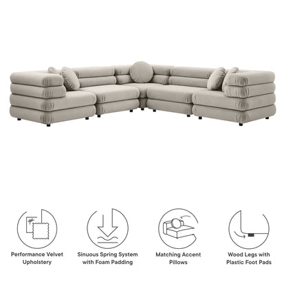Jubilee 5-Piece Modular Performance Velvet Sectional Sofa by Furniture for America