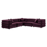 Beckett 5-Piece Modular Performance Velvet Sectional Sofa in Mulberry