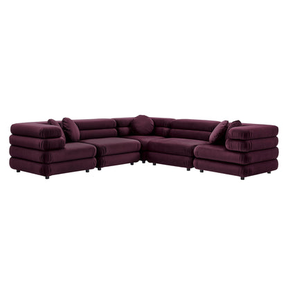 Jubilee 5-Piece Modular Performance Velvet Sectional Sofa by Furniture for America