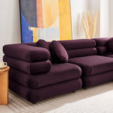 Beckett 5-Piece Modular Performance Velvet Sectional Sofa in Mulberry