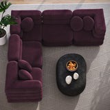 Beckett 5-Piece Modular Performance Velvet Sectional Sofa in Mulberry