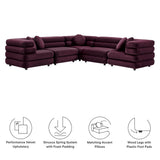 Beckett 5-Piece Modular Performance Velvet Sectional Sofa in Mulberry