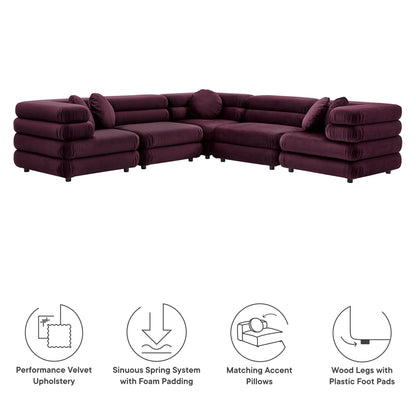 Jubilee 5-Piece Modular Performance Velvet Sectional Sofa by Furniture for America