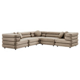 Beckett 5-Piece Modular Performance Velvet Sectional Sofa in Taupe