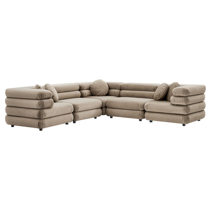 Jubilee 5-Piece Modular Performance Velvet Sectional Sofa by Furniture for America