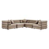 Beckett 5-Piece Modular Performance Velvet Sectional Sofa in Taupe