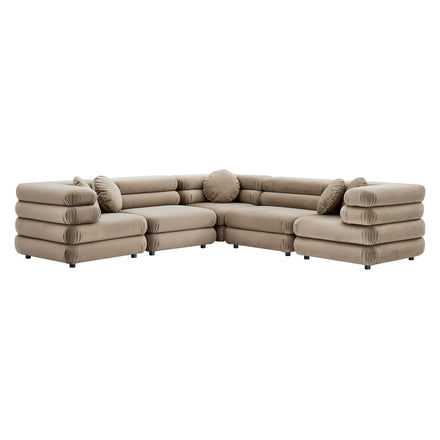 Jubilee 5-Piece Modular Performance Velvet Sectional Sofa in Taupe