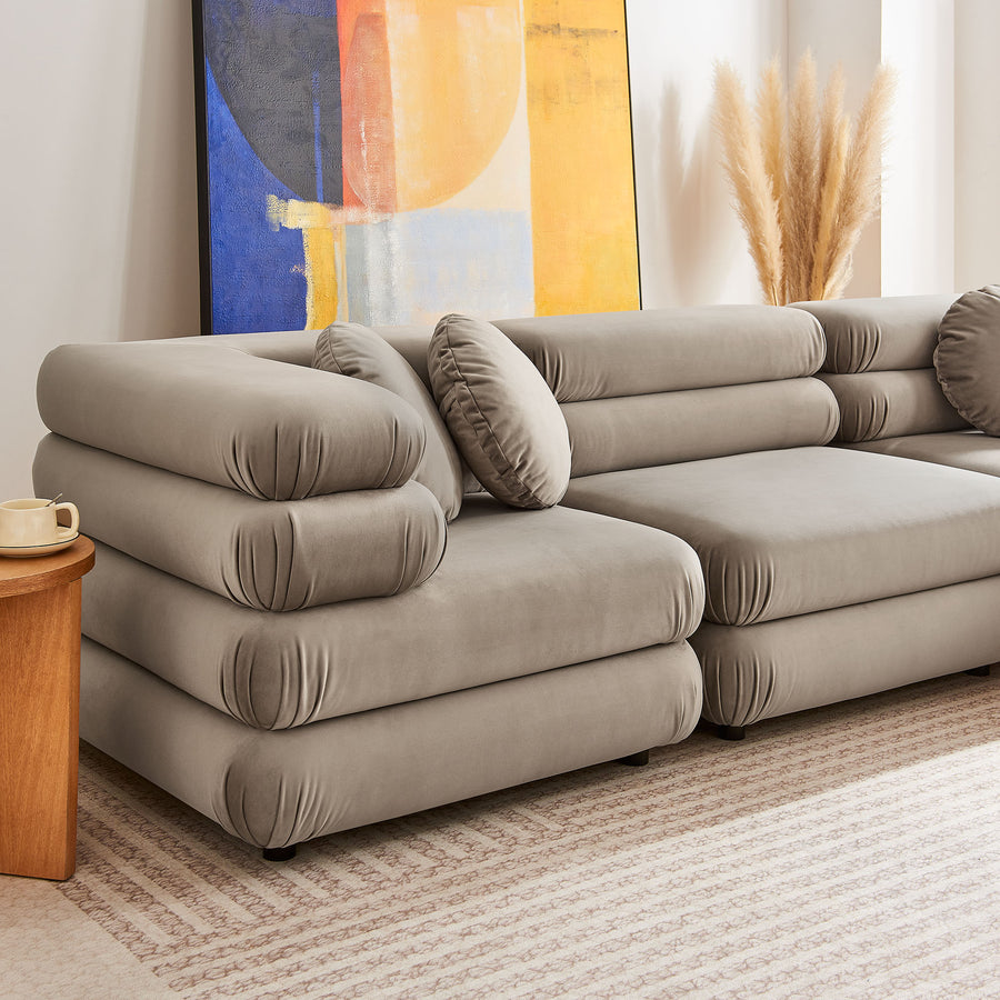 Beckett 5-Piece Modular Performance Velvet Sectional Sofa in Taupe
