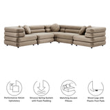 Beckett 5-Piece Modular Performance Velvet Sectional Sofa in Taupe