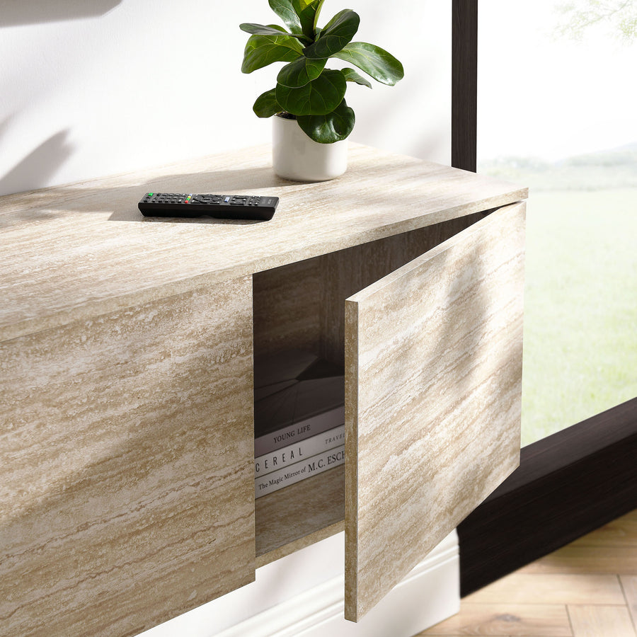 Ebeltoft 71" Wall-Mounted TV Stand in Travertine