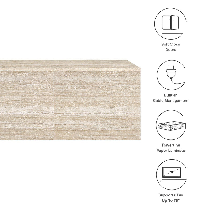 Ebeltoft 71" Wall-Mounted TV Stand in Travertine