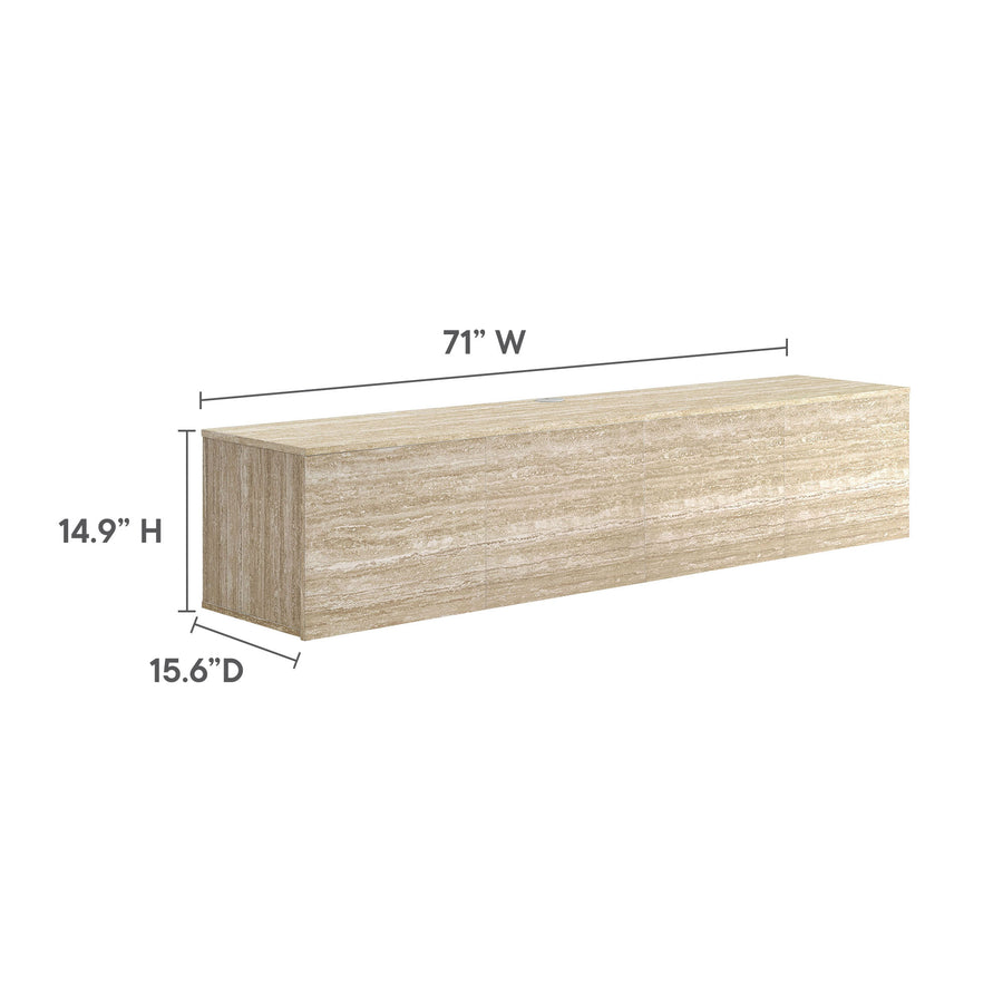 Ebeltoft 71" Wall-Mounted TV Stand in Travertine