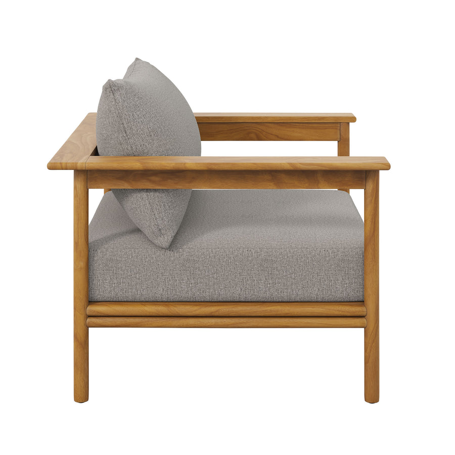 Basalt Outdoor Patio Teak Wood Armchair in Natural Driftwood
