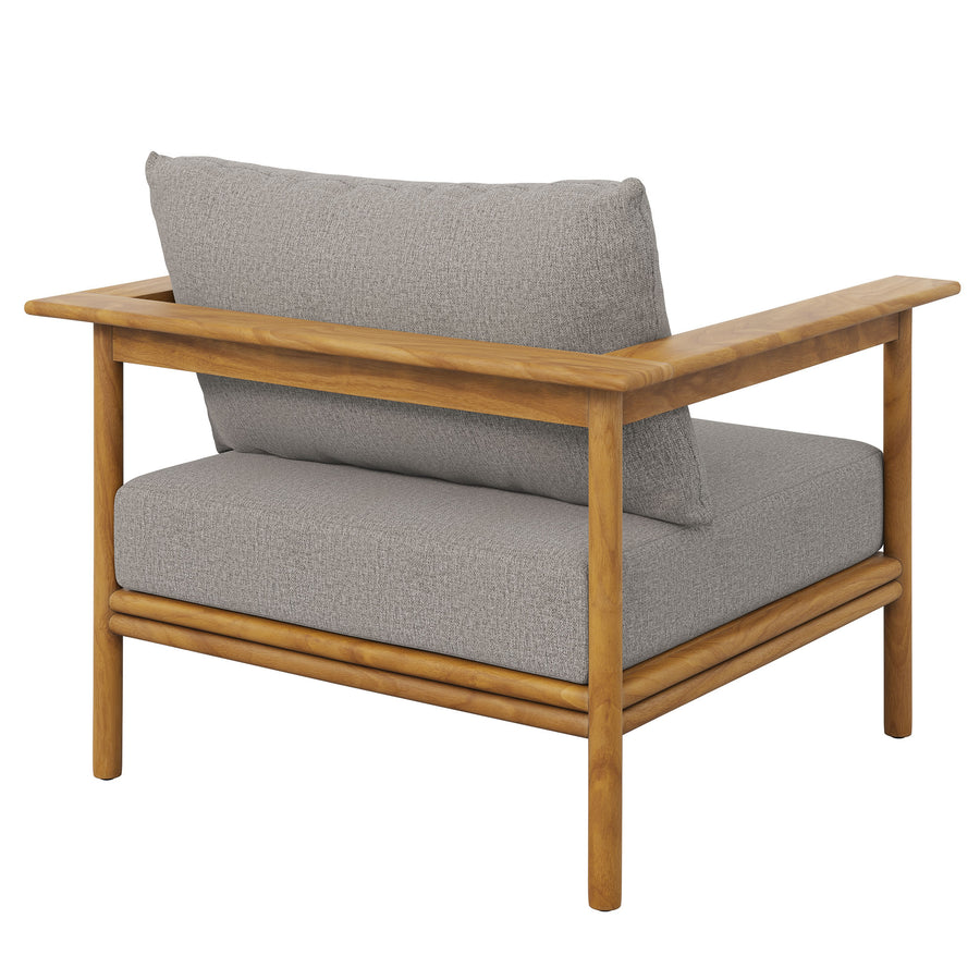 Basalt Outdoor Patio Teak Wood Armchair in Natural Driftwood