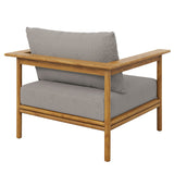 Basalt Outdoor Patio Teak Wood Armchair Set of 2 in Natural Driftwood