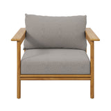 Basalt Outdoor Patio Teak Wood Armchair in Natural Driftwood
