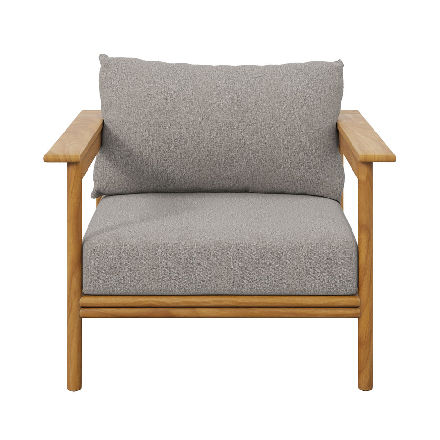 Basalt Outdoor Patio Teak Wood Armchair in Natural Driftwood