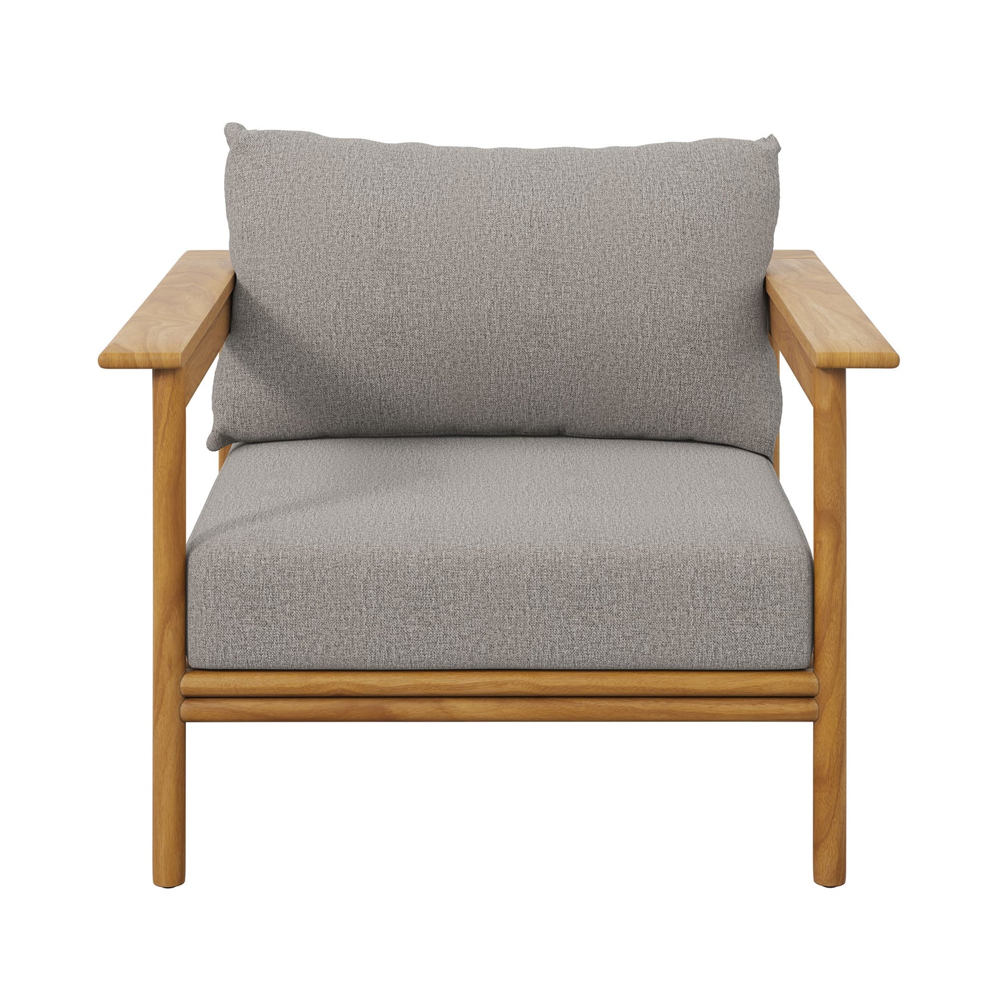 Basalt Outdoor Patio Teak Wood Armchair Set of 2 in Natural Driftwood