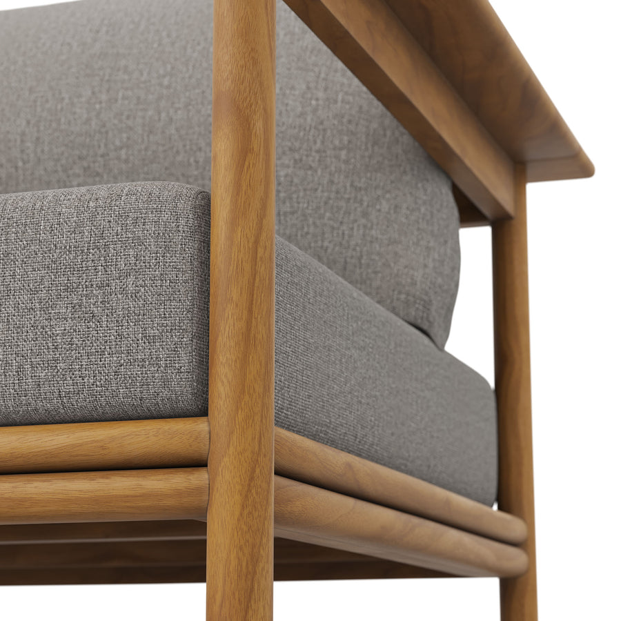 Basalt Outdoor Patio Teak Wood Armchair Set of 2 in Natural Driftwood