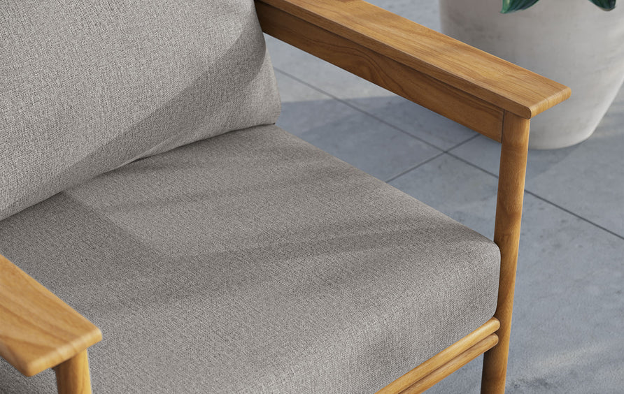 Basalt Outdoor Patio Teak Wood Armchair in Natural Driftwood
