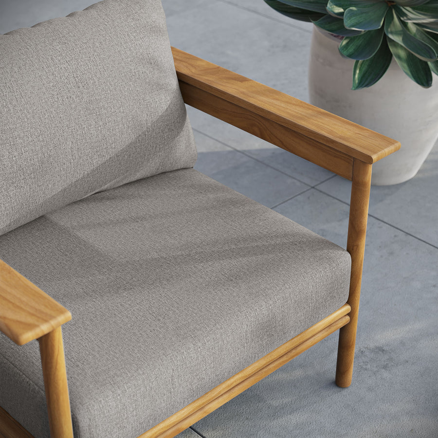 Basalt Outdoor Patio Teak Wood Armchair in Natural Driftwood