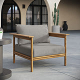 Basalt Outdoor Patio Teak Wood Armchair in Natural Driftwood