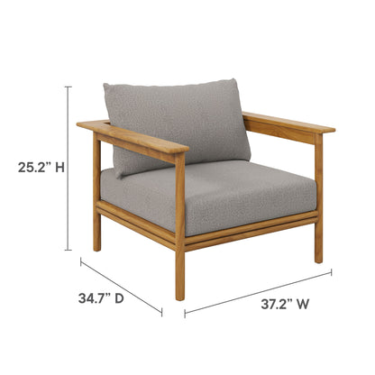 Wren Outdoor Patio Teak Wood Armchair and Ottoman Set by Furniture For America