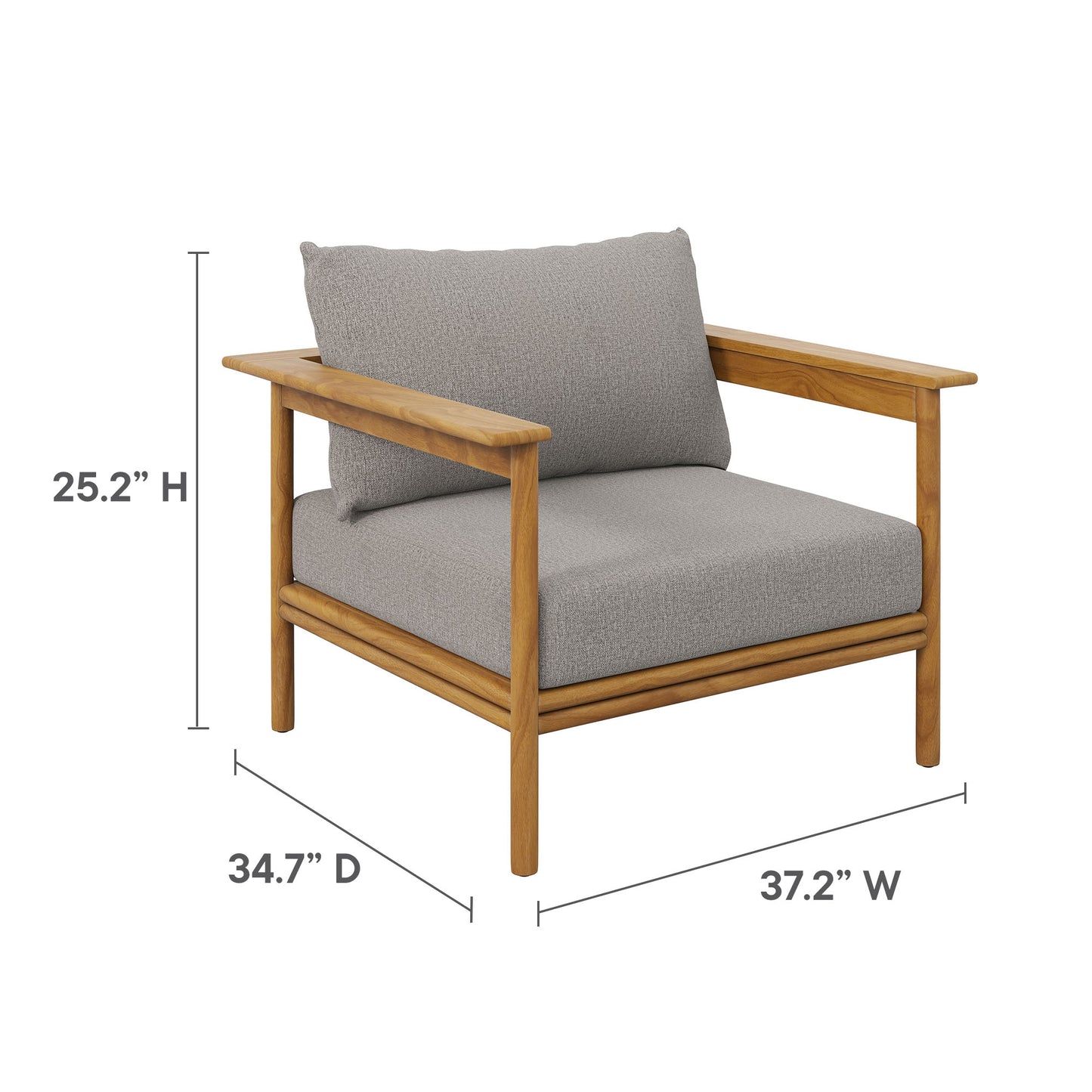 Basalt 6-Piece Outdoor Patio Teak Wood Furniture Set in Natural Driftwood