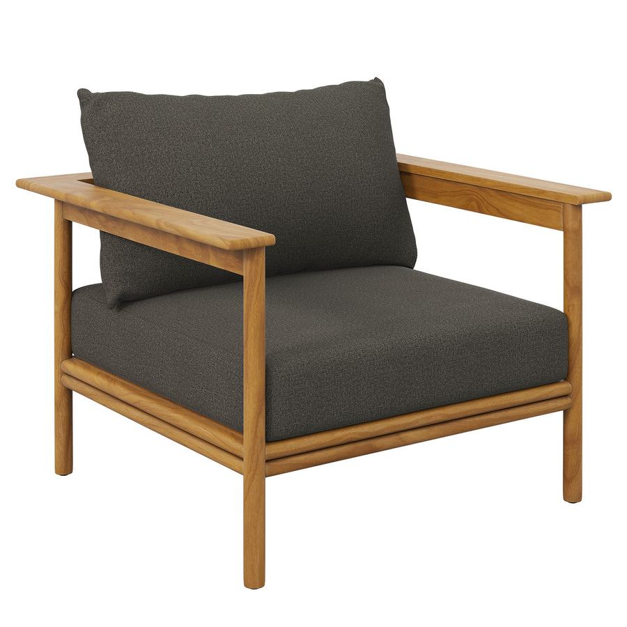 Basalt Outdoor Patio Teak Wood Armchair Set of 2 in Natural Flint Gray