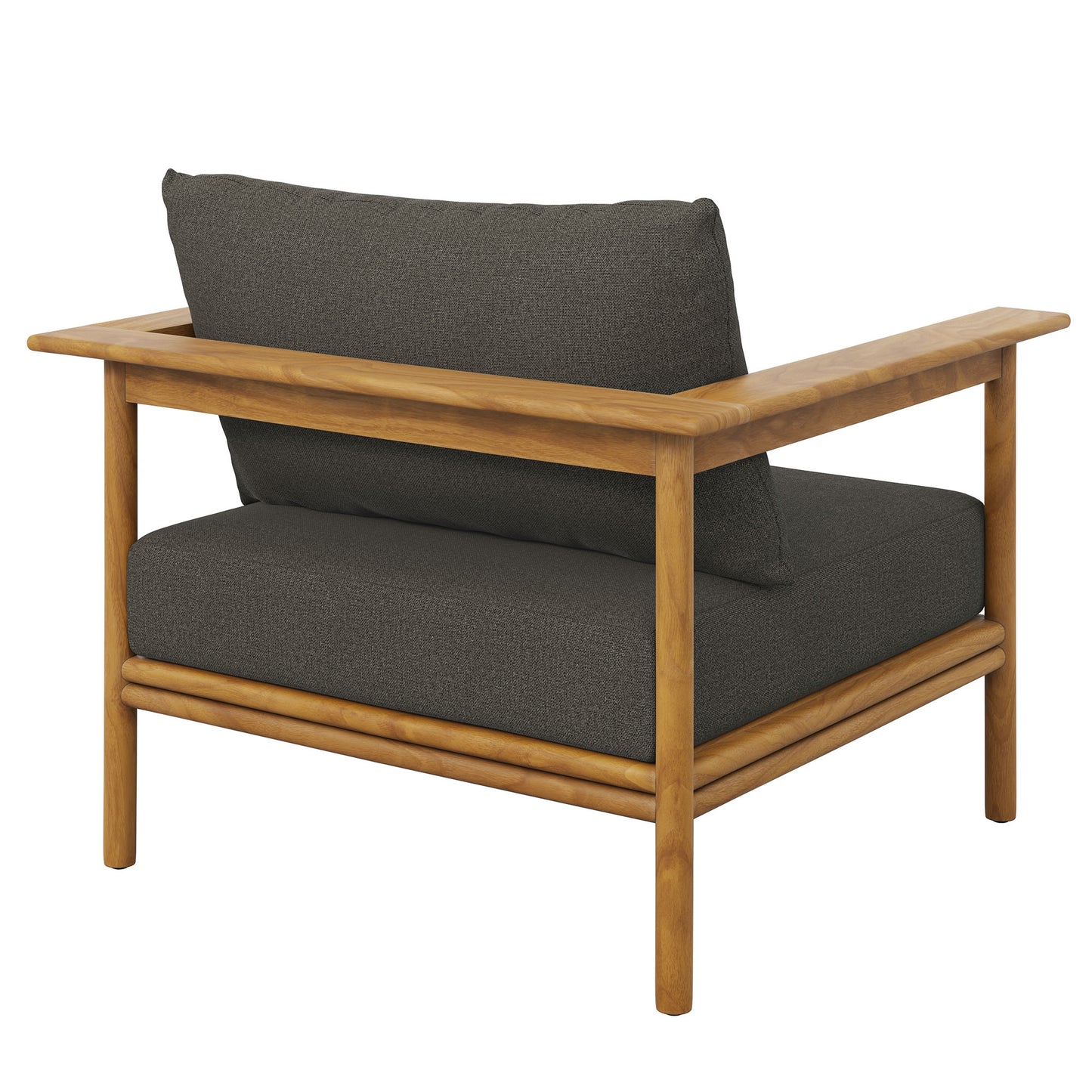 Basalt Outdoor Patio Teak Wood Armchair Set of 2 in Natural Flint Gray