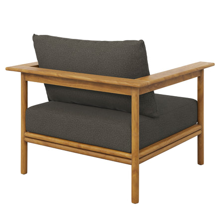 Wren Outdoor Patio Teak Wood Armchair Set of 2 in Natural Flint Gray