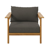 Basalt Outdoor Patio Teak Wood Armchair in Natural Flint Gray
