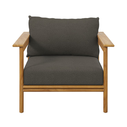 Wren Outdoor Patio Teak Wood Armchair in Natural Flint Gray