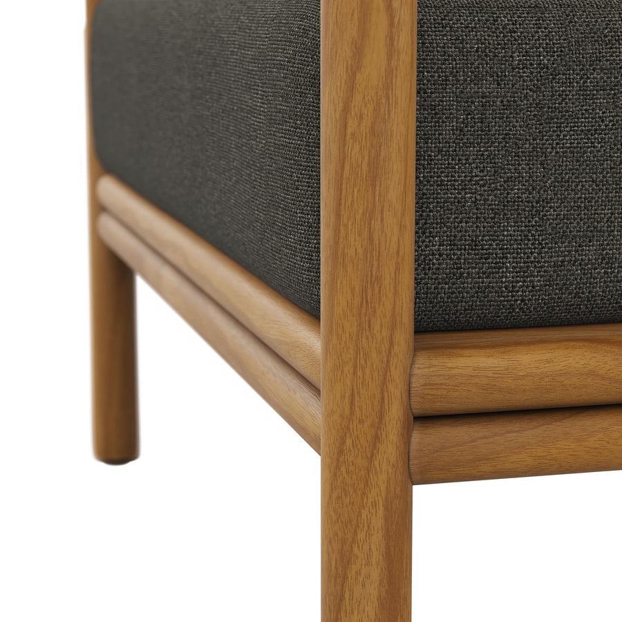 Basalt Outdoor Patio Teak Wood Armchair in Natural Flint Gray