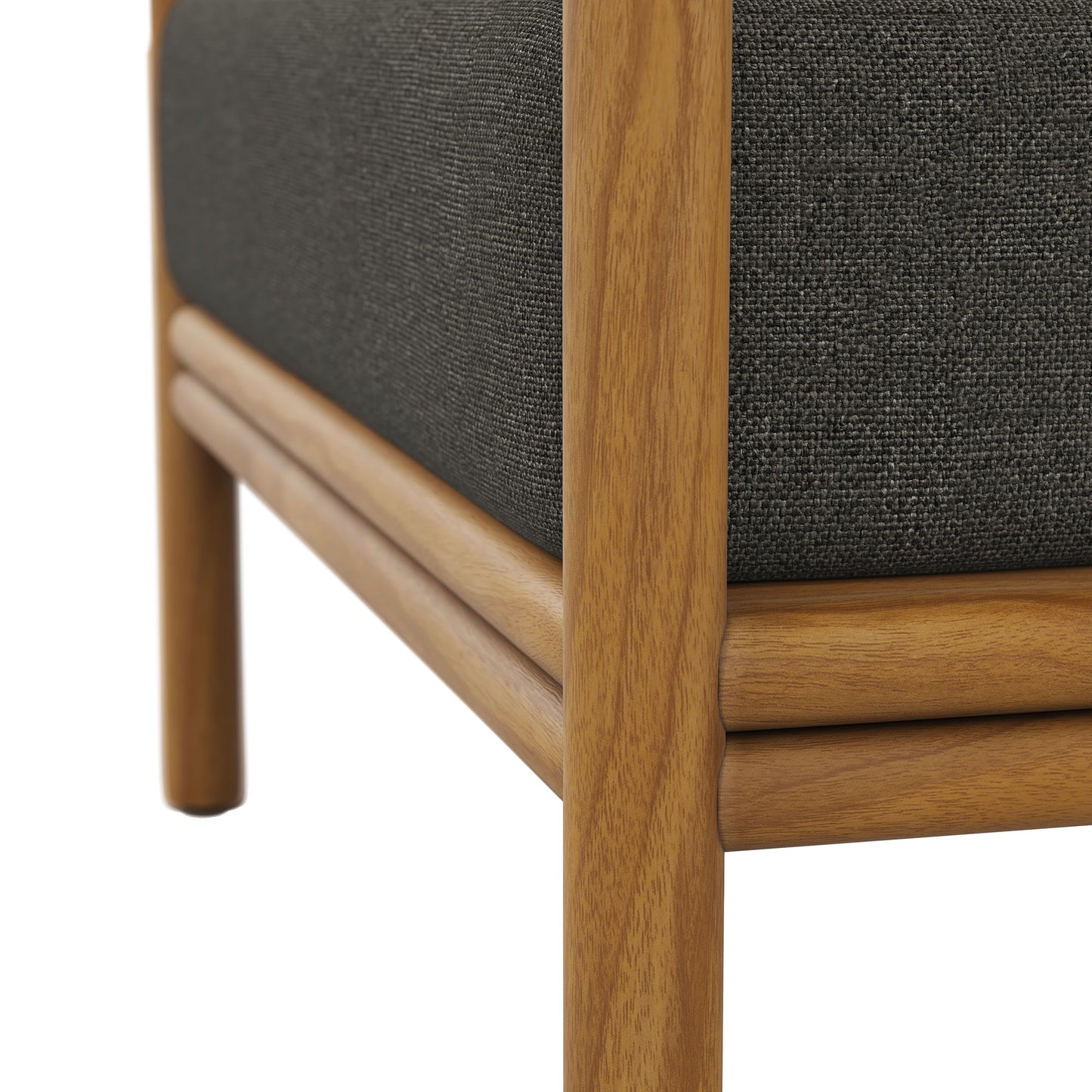 Basalt Outdoor Patio Teak Wood Armchair Set of 2 in Natural Flint Gray