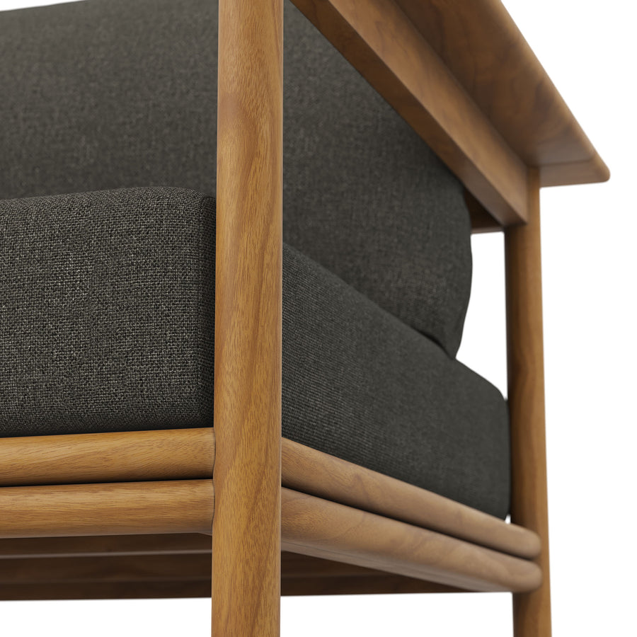 Basalt Outdoor Patio Teak Wood Armchair in Natural Flint Gray
