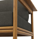 Basalt Outdoor Patio Teak Wood Armchair Set of 2 in Natural Flint Gray
