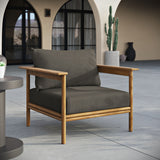 Basalt Outdoor Patio Teak Wood Armchair in Natural Flint Gray