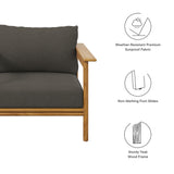 Basalt Outdoor Patio Teak Wood Armchair in Natural Flint Gray