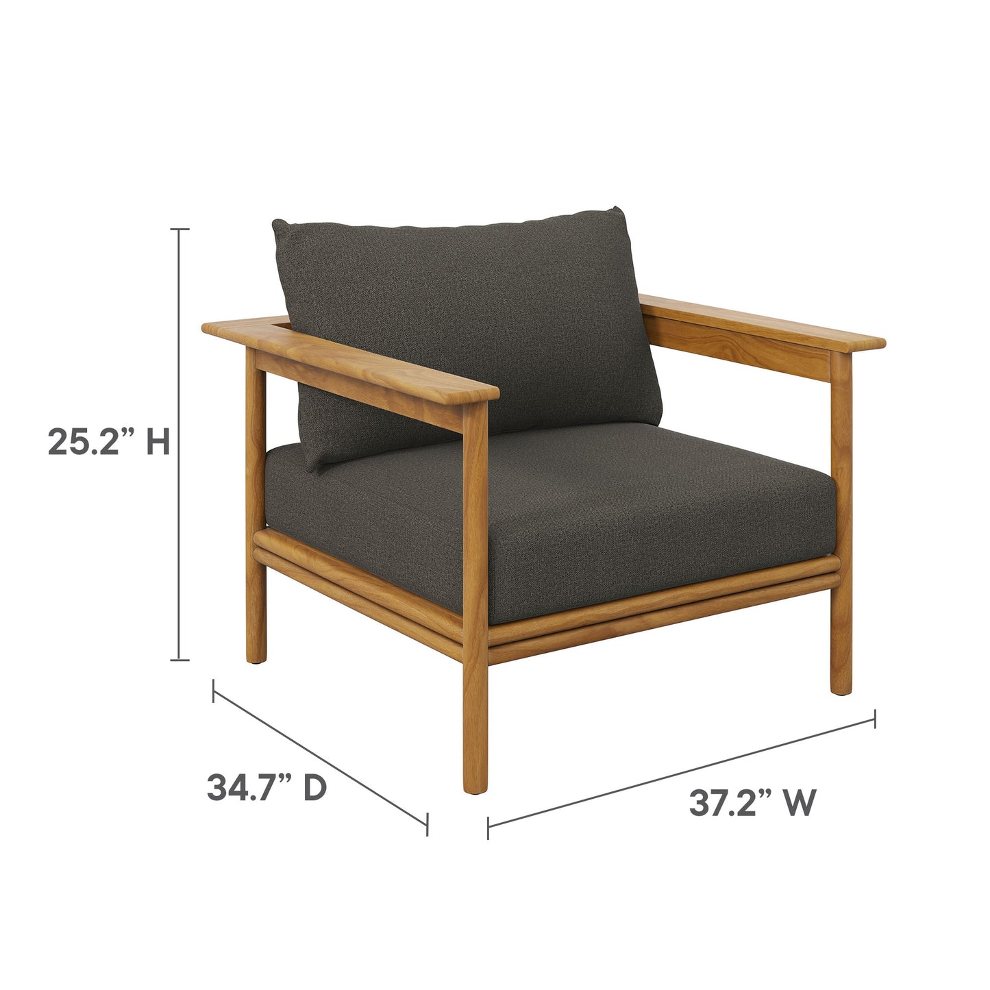 Basalt 6-Piece Outdoor Patio Teak Wood Furniture Set in Natural Flint Gray