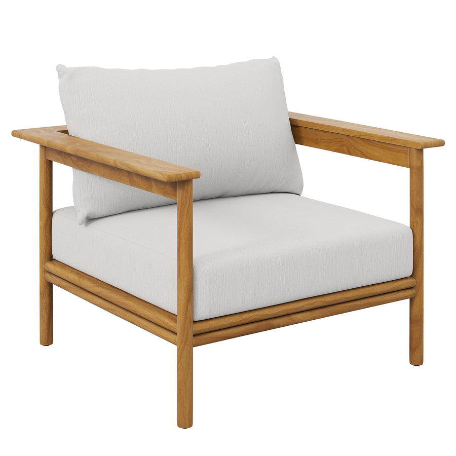 Basalt 4-Piece Outdoor Patio Teak Wood Furniture Set in Natural Sail