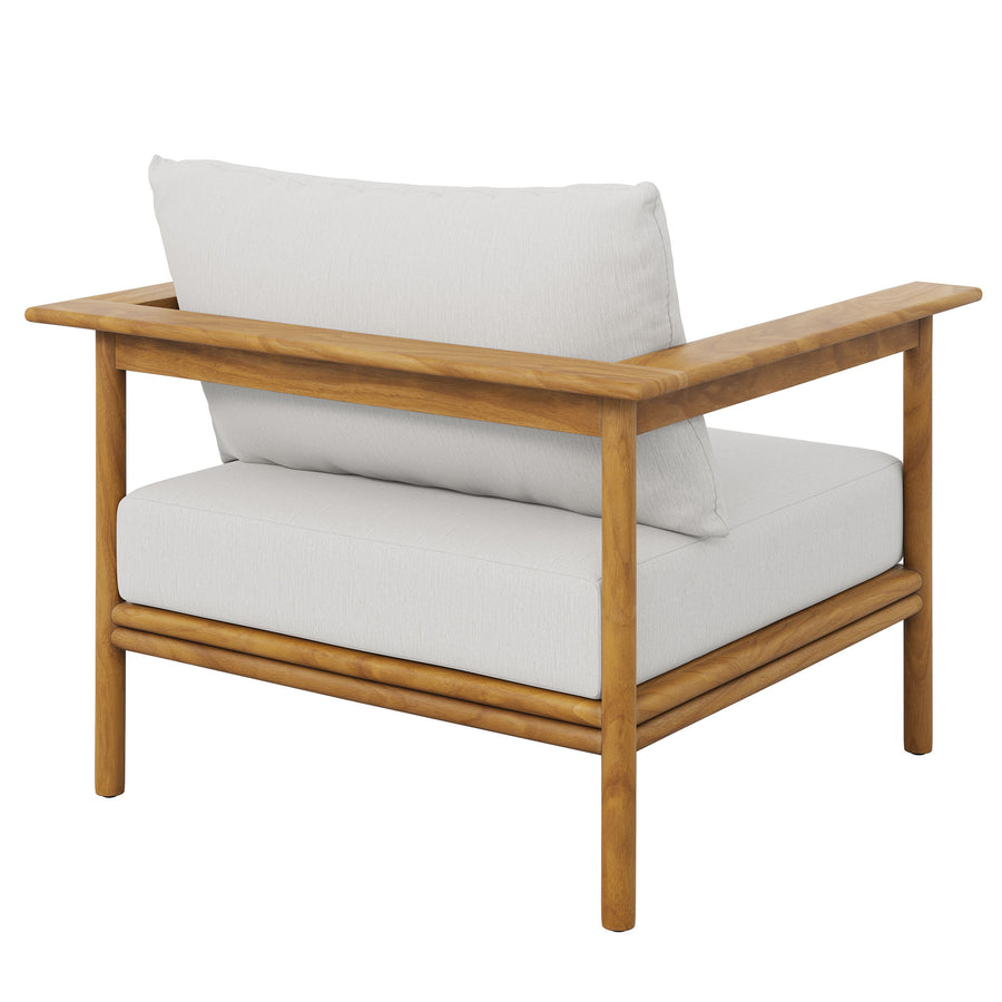 Basalt Outdoor Patio Teak Wood Armchair in Natural Sail