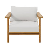 Basalt Outdoor Patio Teak Wood Armchair Set of 2 in Natural Sail