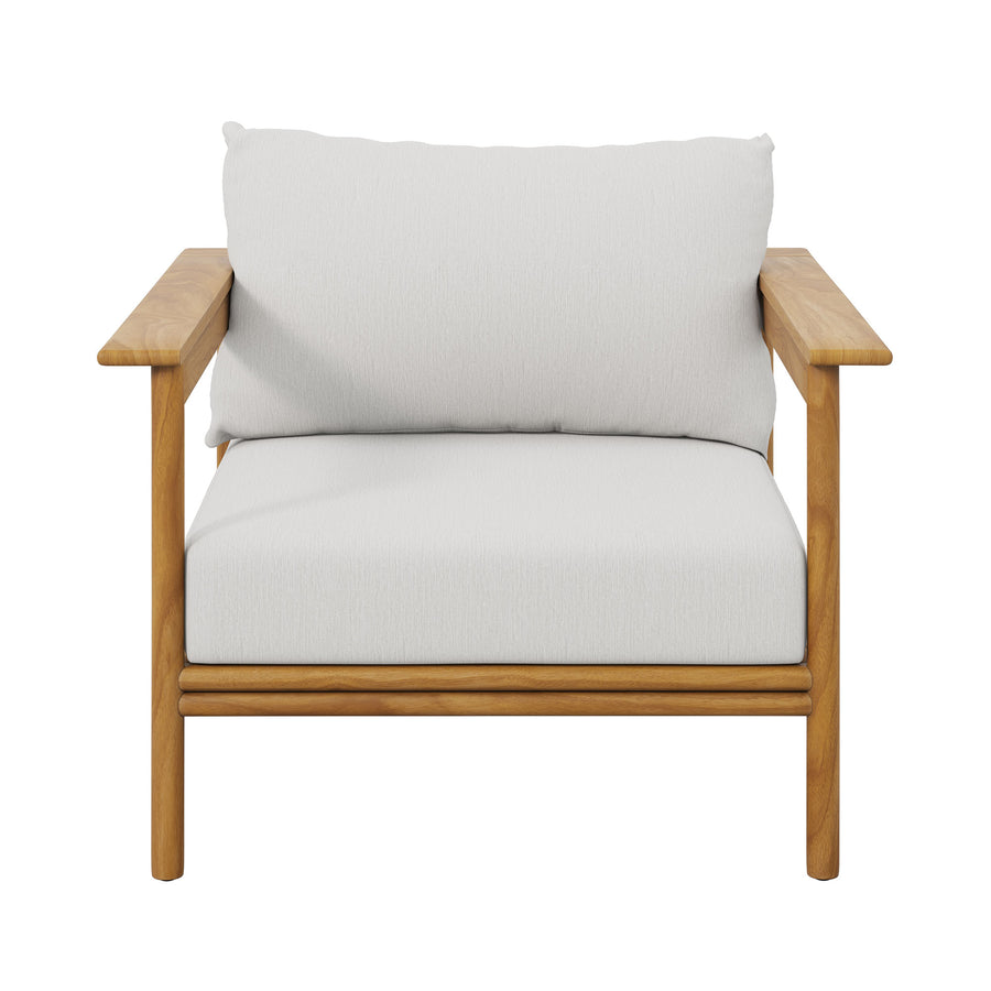 Basalt Outdoor Patio Teak Wood Armchair Set of 2 in Natural Sail