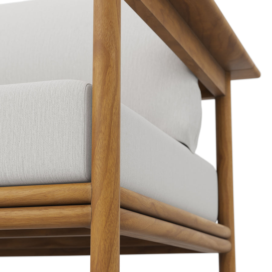 Basalt Outdoor Patio Teak Wood Armchair in Natural Sail
